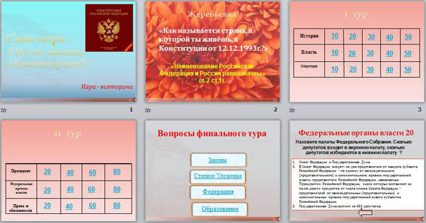 Презентация по обществознанию Своя игра Что ты знаешь о Конституции