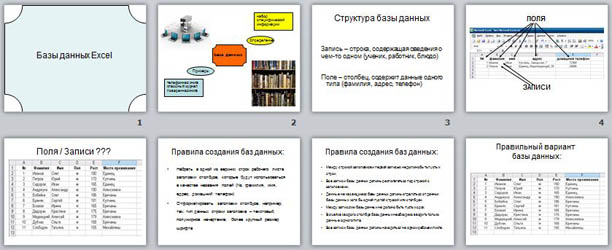 Презентация по информатике Создание баз данных в Excel 2003