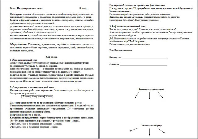 Конспект урока интерьер жилого дома