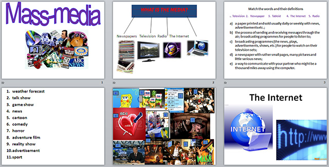 Конспект и презентация урока по английскому языку на тему Масс Медиа