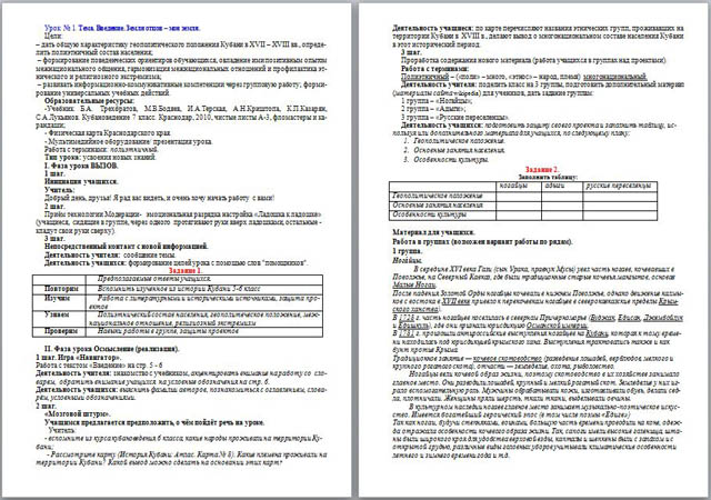 Разработка урока по кубановедению Земля отцов – моя земля