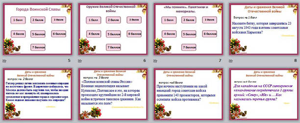 Презентация Викторина, посвященная 70-летию ВОВ