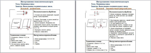 Инструкционные карты по технологии Соединительные бельевые швы