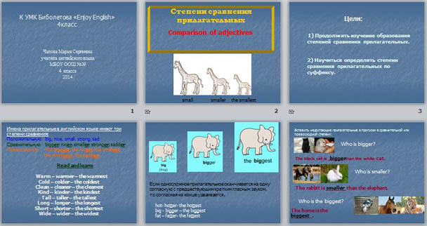 Презентация к уроку английского языка для начальных классов на тему Степени сравнения прилагательных