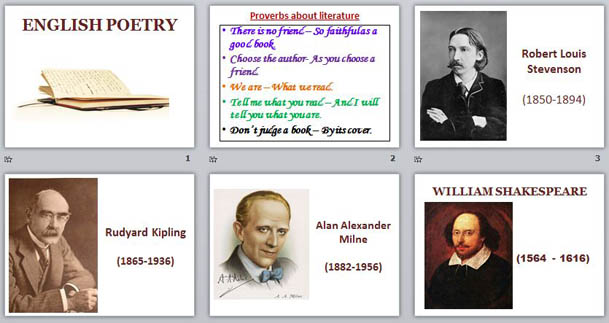 презентация для мероприятия по английскому языку Поэзия британских писателей сквозь века