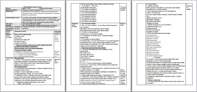 План-конспект урока по русскому языку для начальных классов Повторение раздела Предложение