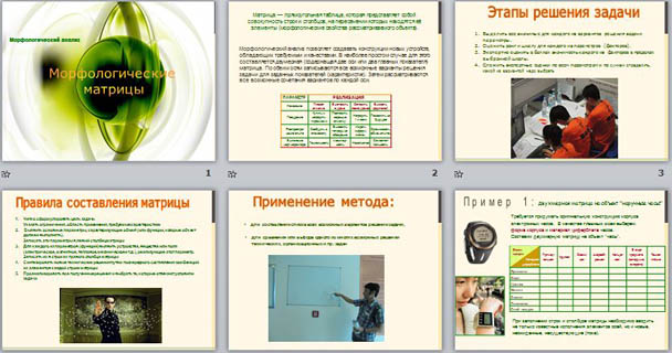 Презентация к уроку технологии на тему Морфологические матрицы