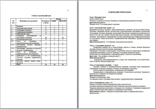 Учебная программа курса Ключи к здоровью (7-9 класс)