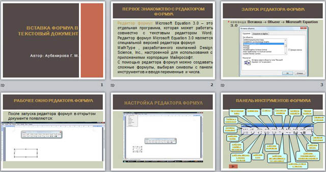 Презентация по информатике Вставка формул в текстовый документ