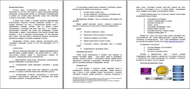 Рабочая программа по информатике на тему Внедрение электронного обучения и дистанционных технологий в обучении информатики