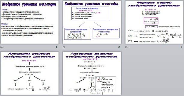 презентация по математике Квадратное уравнение и его корни