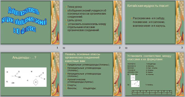 Презентация к уроку химии Основные классы органических соединений