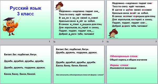 Презентация по русскому языку для начальных классов Однокоренные слова