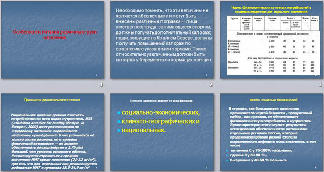 Презентация по учебной дисциплине Физиология питания с основами товароведения продовольственных товаров на тему Особенности питания различных групп населения