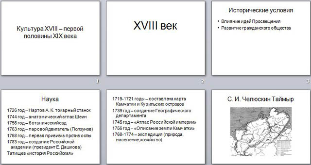 Презентация по истории Культура XVIII – первой половины XIX века