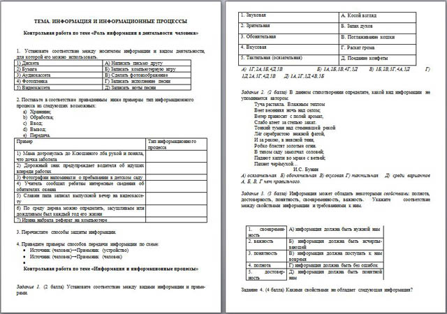 Комплект контрольно-измерительных материалов по дисциплине Информатика и ИКТ