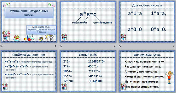 Презентация по математике Умножение натуральных чисел
