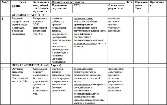 Рабочая программа курса по физической культуре (5 класс)