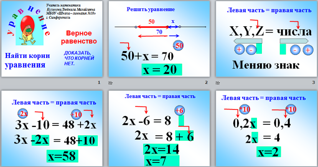 Презентация по математике Линейные уравнения с одной переменной