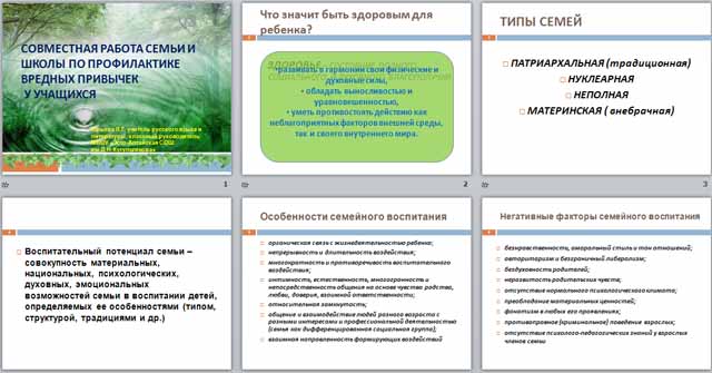 Презентация по информатике по теме Совместная работа семьи и школы по профилактике вредных привычек  у учащихся