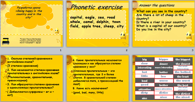 Презентация к уроку английского языка для начальных классов Вeing happy in the country and in the city