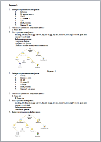 Самостоятельная работа по информатике Файлы и файловые системы