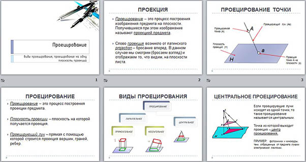 Презентация по черчению Проецирование на одну плоскость