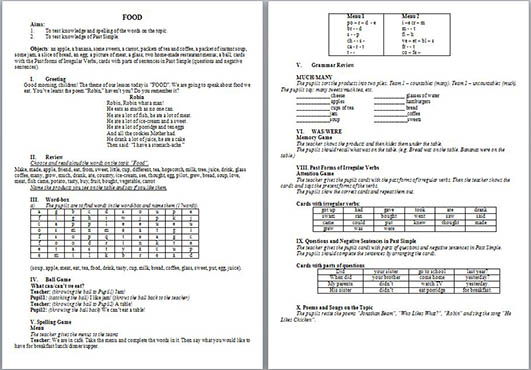 Разработка урока по английскому языку по теме Еда