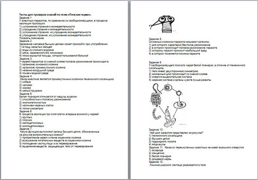 Тест по биологии 7 класс черви