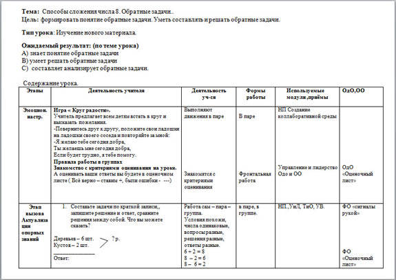 Конспекты уроков по математике по теме Способы сложения числа 8. Обратные задачи, Обратные задачи