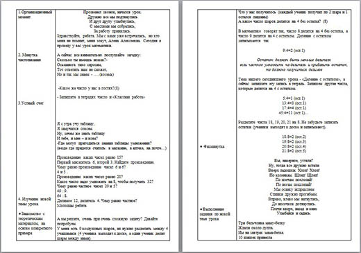 Конспект урока по математике для начальных классов Деление с остатком
