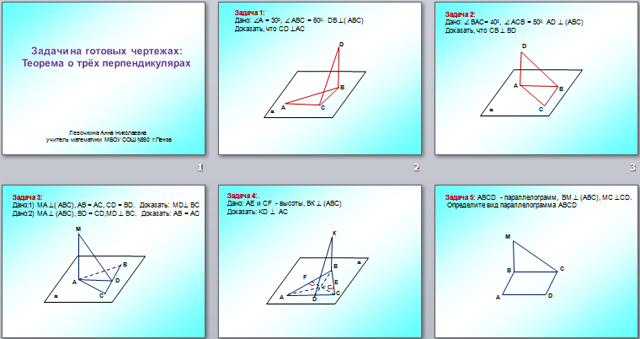 Задачи на теорему о трех перпендикулярах 10 класс на готовых чертежах