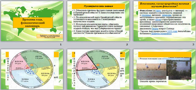Презентация по географии Времена года, фенологический календарь Оренбургской области