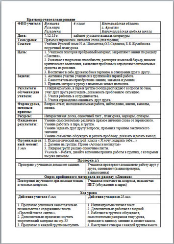 Разработка урока по русскому языку Прямое и переносное значения слова (повторение)