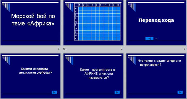 Презентация по географии Морской бой по теме Африка