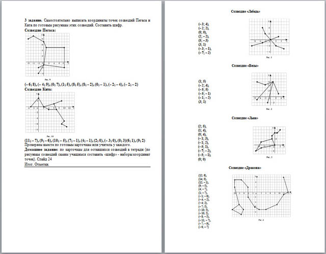 Разработка урока по математике Прямоугольная система координат