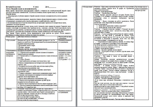 Конспект урока по истории Казахстана Борьба саков за независимость