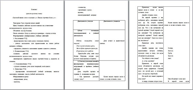 Конспект урока по русскому языку для начальных классов Звуковой анализ слов со звуками а, о. Письмо строчных букв а, о