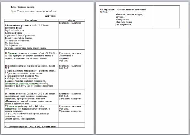 Конспект рока по английскому языку по теме Создание законов