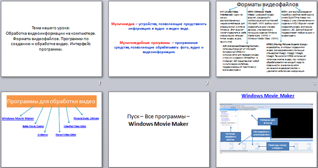 Обработка видеофайлов с помощью компьютера 7 класс презентация