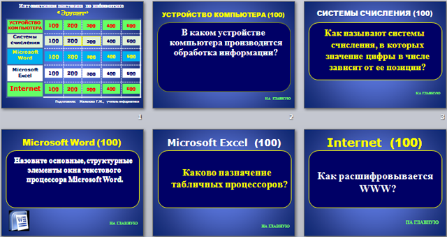 Презентация по информатике Интерактивная викторина Эрудит