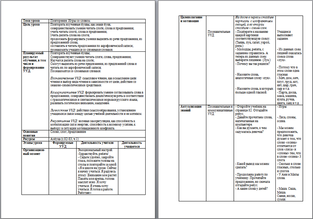 Повторение. Игры со словом (разработка урока)