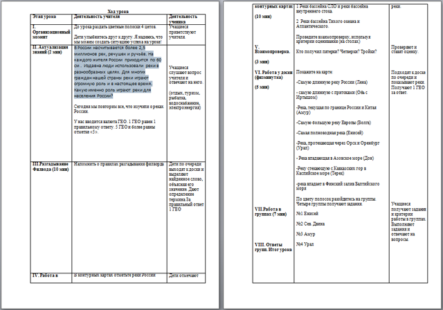 Реки России (разработка урока)