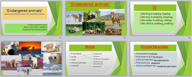 Endangered Animals (разработка и презентация урока)