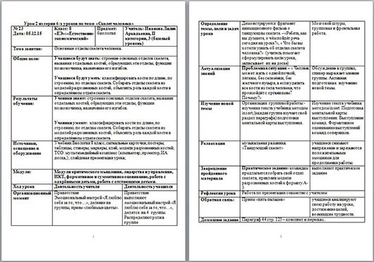 Скелет человека (разработка урока)