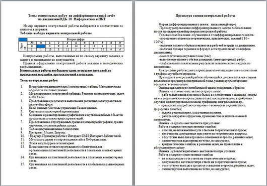 Дифференцированный зачет по ОДБ. 10 Информатика и ИКТ (методический материал)