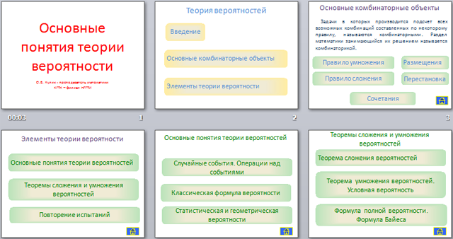 Основные понятия теории вероятности (презентация)