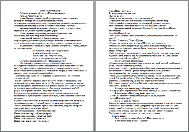 Птичий двор (конспект)