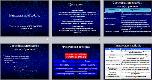 Металлы и их обработка (презентация)