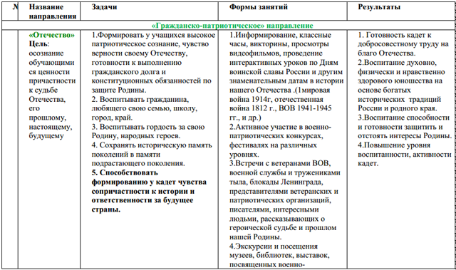 Кадетство программа